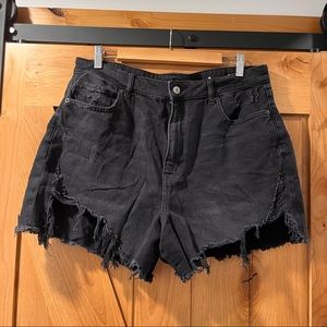 American Eagle Ripped High Waist Denim Shorts
